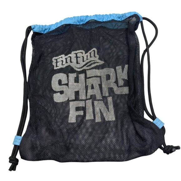 Fin fun Shark Fin Swim Mesh Bag Black/Blue drawstring 12.5x14" READ - Picture 1 of 6